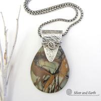 Picasso Jasper Sterling Silver Necklace - Natural Stone Jewelry