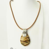Picture Jasper Sterling Silver Pendant Necklace - Earthy Natural Stone Jewelry