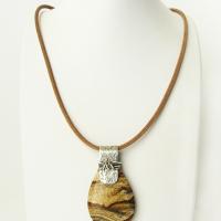 Picture Jasper Sterling Silver Pendant Necklace - Earthy Natural Stone Jewelry