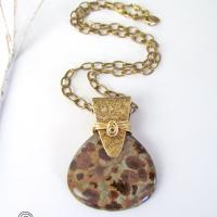 Poppy Jasper Necklace with Gold Brass - Unique Natural Stone Jewelry