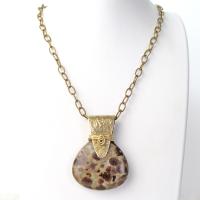 Poppy Jasper Necklace with Gold Brass - Unique Natural Stone Jewelry