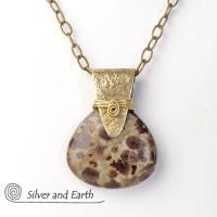 Poppy Jasper Necklace with Gold Brass - Unique Natural Stone Jewelry