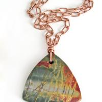 Red Creek Jasper Stone Pendant Necklace - Unisex Jewelry for Men or Women