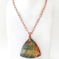 Red Creek Jasper Stone Pendant Necklace - Unisex Jewelry for Men or Women