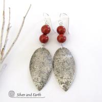 Red Jasper Sterling Silver Earrings - Handmade Silver & Stone Jewelry