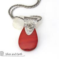 Red Jasper Sterling Silver Necklace - Handmade Silver & Stone Jewelry