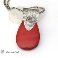 Red Jasper Sterling Silver Necklace - Handmade Silver & Stone Jewelry