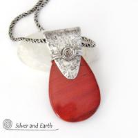 Red Jasper Sterling Silver Necklace - Handmade Silver & Stone Jewelry