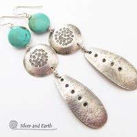 Sterling Silver Earrings with Sleeping Beauty Turquoise - Southwestern Jewelry