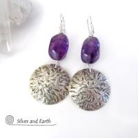 Sterling Silver Earrings with Amethyst Gemstones - February Birthstone Jewelry