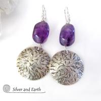 Sterling Silver Earrings with Amethyst Gemstones - February Birthstone Jewelry