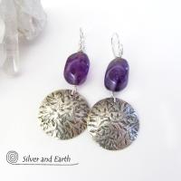 Sterling Silver Earrings with Amethyst Gemstones - February Birthstone Jewelry