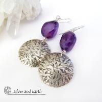 Sterling Silver Earrings with Amethyst Gemstones - February Birthstone Jewelry