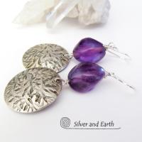 Sterling Silver Earrings with Amethyst Gemstones - February Birthstone Jewelry