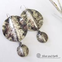 Textured Sterling Silver Dangle Earrings - Modern Silver Jewelry