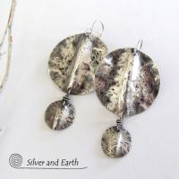 Textured Sterling Silver Dangle Earrings - Modern Silver Jewelry