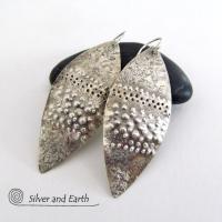 Earthy Organic Sterling Silver Dangle Earrings - Earthy Rustic Bohemian Jewelry