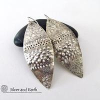 Earthy Organic Sterling Silver Dangle Earrings - Earthy Rustic Bohemian Jewelry