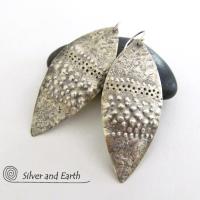 Earthy Organic Sterling Silver Dangle Earrings - Earthy Rustic Bohemian Jewelry