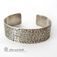 Modern Rustic Sterling Silver Cuff Bracelet - Jewelry for Men or Women