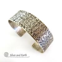 Modern Rustic Sterling Silver Cuff Bracelet - Jewelry for Men or Women