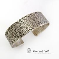 Modern Rustic Sterling Silver Cuff Bracelet - Jewelry for Men or Women