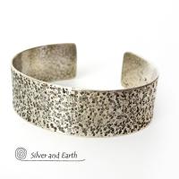 Modern Rustic Sterling Silver Cuff Bracelet - Jewelry for Men or Women