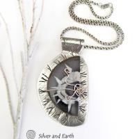 Sterling Silver Necklace with Septarian Fossil Stone - Natural Stone Jewelry