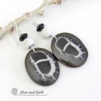 Septarian Fossil Stone Earrings - Ancient Natural Fossil Jewelry