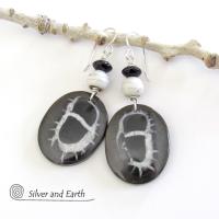 Septarian Fossil Stone Earrings - Ancient Natural Fossil Jewelry