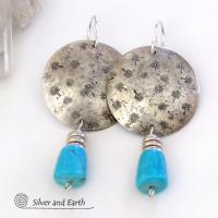Sterling Silver Earrings with Dangling Sleeping Beauty Turquoise Stones