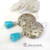 Sterling Silver Earrings with Dangling Sleeping Beauty Turquoise Stones