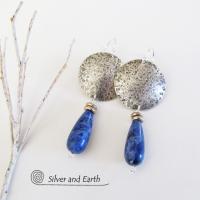 Sterling Silver Earrings with Blue Sodalite Gemstones - Modern Silver Jewelry