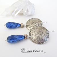 Sterling Silver Earrings with Blue Sodalite Gemstones - Modern Silver Jewelry