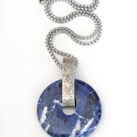 Blue Sodalite Gemstone Sterling Silver Pendant Necklace - Natural Stone Jewelry