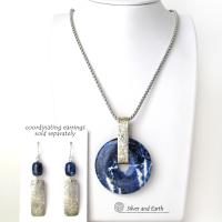 Blue Sodalite Gemstone Sterling Silver Pendant Necklace - Natural Stone Jewelry