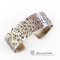 Textured Sterling Silver Cuff Bracelet - Unisex Bracelet for Men / Women