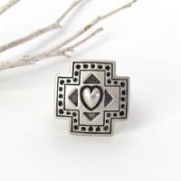 Sterling Silver Heart & Cross Ring - Southwestern Jewelry