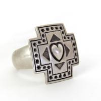 Sterling Silver Heart & Cross Ring - Southwestern Jewelry