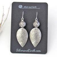 Modern Sterling Silver Leaf Earrings -  Nature Jewelry Gifts for Women