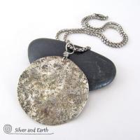 Hammered Sterling Silver Moon Necklace - Handmade Celestial Jewelry