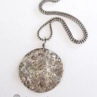 Hammered Sterling Silver Moon Necklace - Handmade Celestial Jewelry