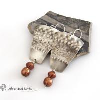 Sterling Silver Tribal Earrings with Copper Beads - Bold Unique Artisan Jewelry