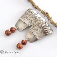 Sterling Silver Tribal Earrings with Copper Beads - Bold Unique Artisan Jewelry