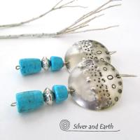 Sterling Silver Earrings with Sleeping Beauty Turquoise - Southwestern Silver Je
