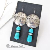 Sterling Silver Earrings with Sleeping Beauty Turquoise - Southwestern Silver Je