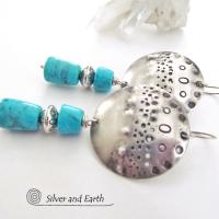 Sterling Silver Earrings with Sleeping Beauty Turquoise - Southwestern Silver Je