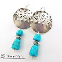 Sterling Silver Earrings with Sleeping Beauty Turquoise - Southwestern Silver Je