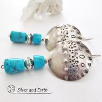 Sterling Silver Earrings with Sleeping Beauty Turquoise - Southwestern Silver Je