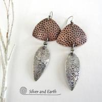 Sterling Silver & Copper Mixed Metal Earrings - Mod Contemporary Jewelry